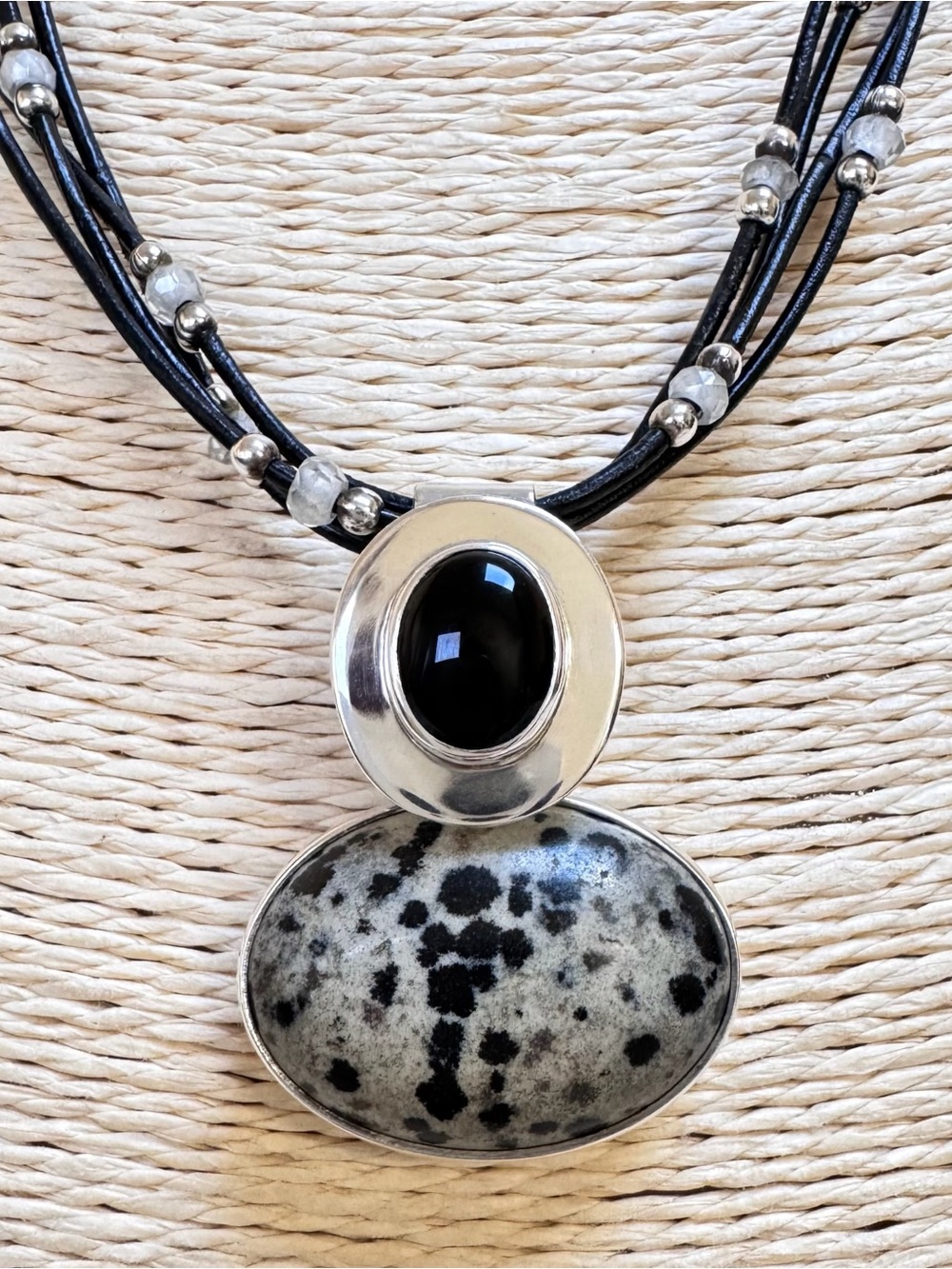 SILPADA Pendant ONLY Dalmation Jasper Sterling 925 Black Onyx RARE 2003-2004